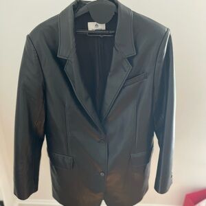 Aritzia Black Vegan Leather Blazer XL